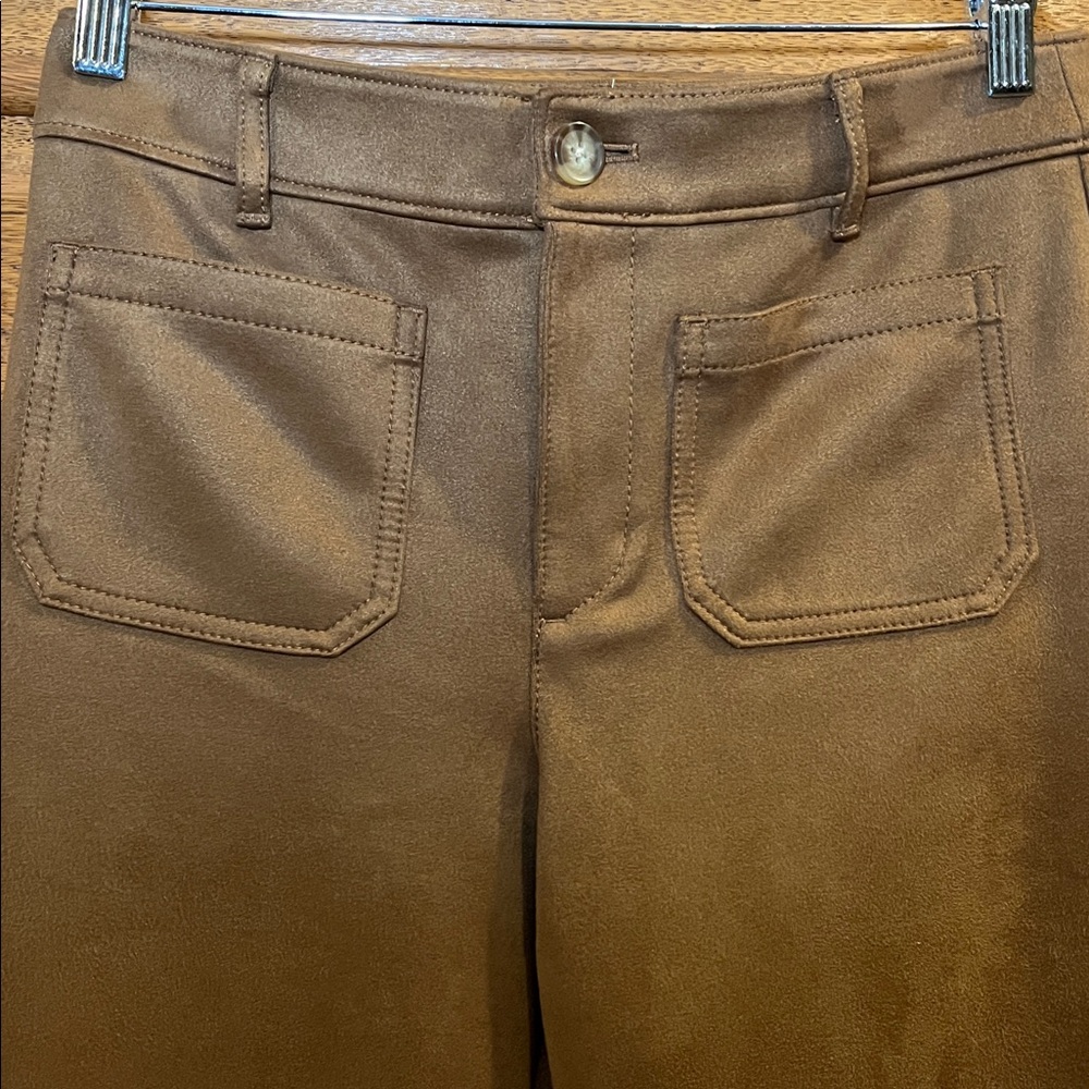 LOFT The Palmer Wide Leg Faux Suede Cropped Pants – Women’s 6P – Brown - Picture 5 of 6